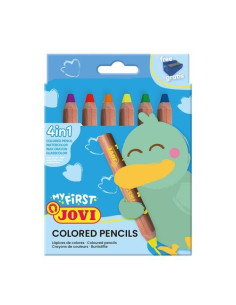 MY FIRST COLOURED PENCIL ESTUCHE 6 LÁPICES DE MADERA 4 EN 1 DE COLORES SURTIDOS + SACAPUNTA NEW JOVI 731/6