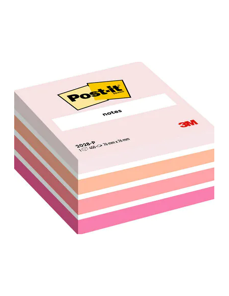 CUBO 450 HOJAS NOTAS ADHESIVAS 76X76MM COLORES SURTIDOS ROSAS 2028-P POST-IT 7100172384