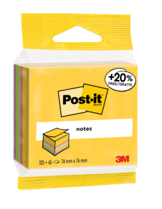 CUBO 325+65 HOJAS NOTAS ADHESIVAS 76X76MM COLORES SURTIDOS EMBLISTADO INDIVIDUAL 2014-UCP POST-IT 7100172397 2