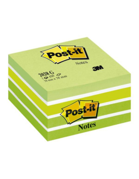 CUBO 450 HOJAS NOTAS ADHESIVAS 76X76MM COLORES SURTIDOS VERDES 2028-GN POST-IT 7100200375