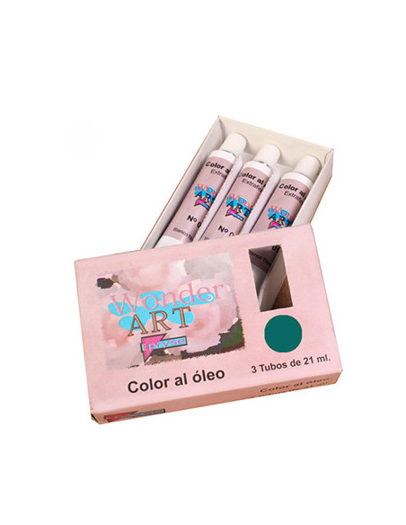 CAJA 3 TUBOS 21ML. ÓLEO Nº.46 ESMERALDA WONDER ART BY PRYSE 6250046