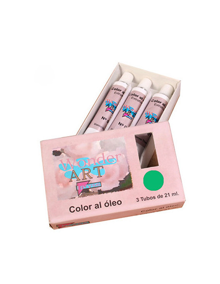 CAJA 3 TUBOS 21ML. ÓLEO Nº.47 VERDE PERMANENTE WONDER ART BY PRYSE 6250047