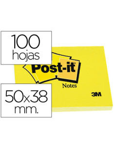 PACK 12 BLOCS 100 HOJAS NOTAS ADHESIVAS 38X51MM CANARY YELLOW SIN ENCELOFANADO INDIVIDUAL 653-E POST-IT 7100290163