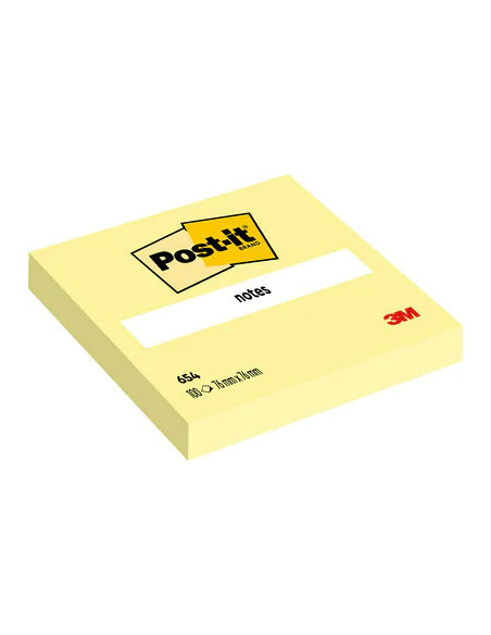 PACK 12 BLOCS 100 HOJAS NOTAS ADHESIVAS 76X76MM CANARY YELLOW SIN ENCELOFANADO INDIVIDUAL 654 POST-IT 7100290160