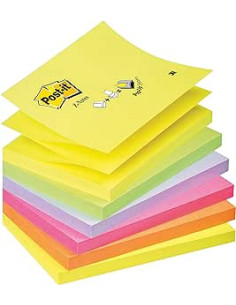 PACK 12 BLOCS 100 HOJAS Z-NOTES ADHESIVAS 76X76MM COLORES SURTIDOS FLÚOR R330-NR POST-IT 7100290154