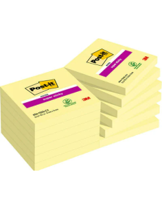 PACK 12 BLOCS 90 HOJAS NOTAS ADHESIVAS 76X76MM SUPER STICKY SIN ENCELOFANADO INDIVIDUAL 654-12SSCY-EU POST-IT 7100290155