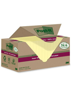 PACK 14+4 BLOCS 90 HOJAS NOTAS RECICLADAS ADHESIVAS 76X76MM SUPER STICKY AMARILLO PASTEL 654 RSSCY14+4 POST-IT 7100284878 2