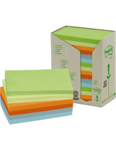 PACK 16 BLOCS 100 HOJAS NOTAS RECICLADAS ADHESIVAS 76X127MM COLORES SURTIDOS PASTEL 655-1RPT POST-IT 7100259665 2