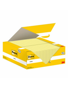 PACK 18+6 BLOCS 100 HOJAS NOTAS ADHESIVAS 38X51MM CANARY YELLOW CAJA CARTÓN 653-CY-VP24 POST-IT 7100317764