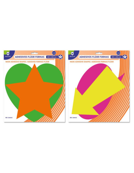 PACK 2 COLORES ADHESIVOS FORMAS FLUORESCENTES BISMARK 324642
