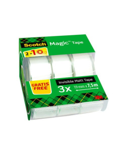 PACK 2+1 ROLLOS CINTA INVISIBLE 19MM X 7