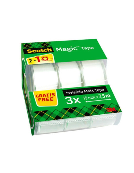 PACK 2+1 ROLLOS CINTA INVISIBLE 19MM X 7 PACK 2+1 ROLLOS CINTA INVISIBLE 19MM X 7