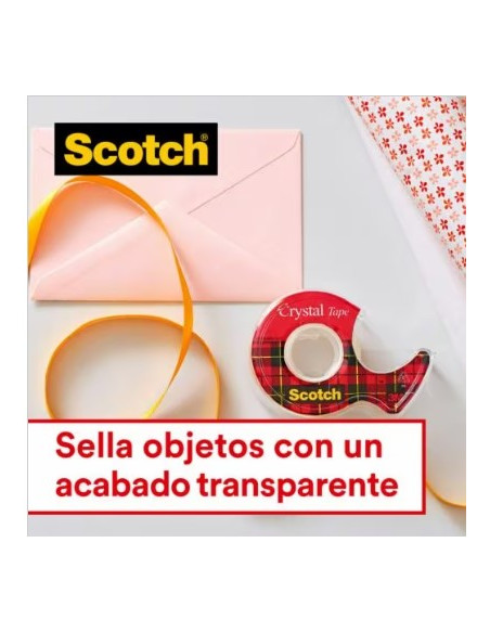 PACK 2+1 ROLLOS CINTA SUPERTRANSPARENTE 19MM × 7,5M CRYSTAL CON DISPENSADOR 6-1975C3 SCOTH 7100088402