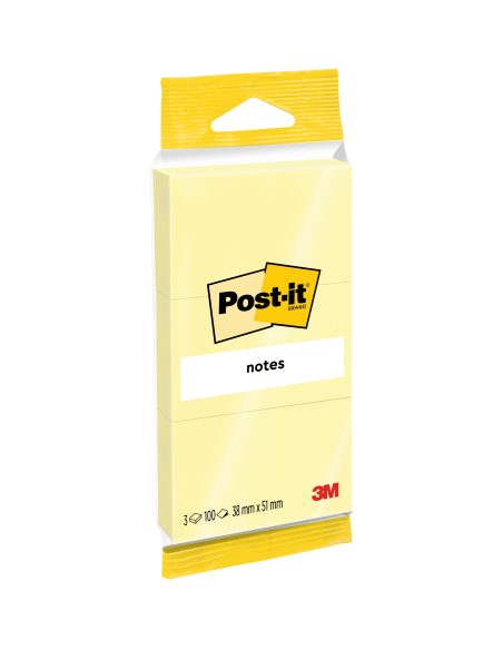 PACK 3 BLOCS 100 HOJAS NOTAS ADHESIVAS 38X51MM AMARILLO 6810 POST-IT 7100172242