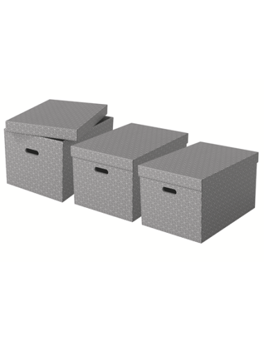 PACK 3 CAJAS GRISES 510X355X305MM ESSELTE 628287