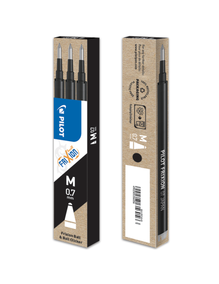 PACK 3 RECAMBIOS FRIXION NEGRO PILOT BLS-FR7-B-S3