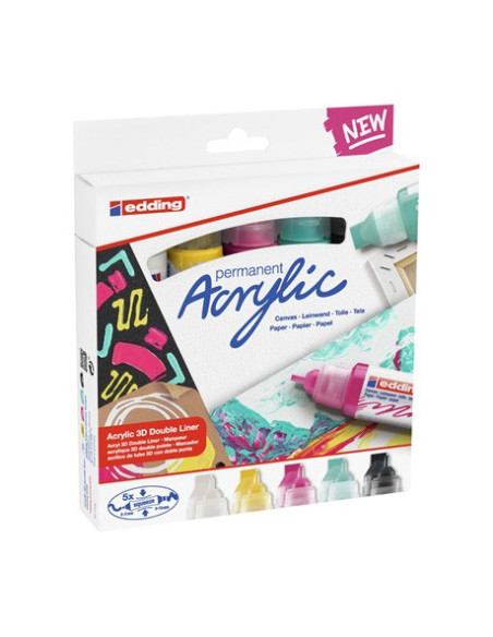 PACK 5 MARCADORES ACRÍLICOS 3D TRAZO 2-3 / 5-10 MM. COLORES: 922