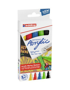 PACK 5 MARCADORES ACRÍLICOS TRAZO 2-3 MM. BÁSICOS. COLORES: 905