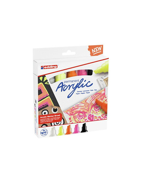 PACK 5 MARCADORES ACRÍLICOS TRAZO 5-10 MM. NEÓN. COLORES: 922