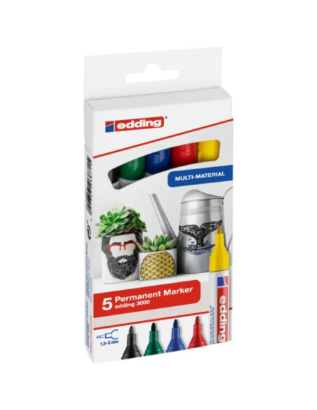 PACK 5 ROTULADORES EDDING 3000 COLORES BÁSICOS 01 - 05 EDDING 3000-5-S
