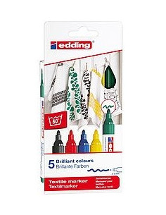PACK 5 MARCADORES PARA TEXTILES. EDDING 4500-5-S