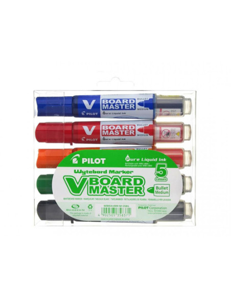 PACK 5 ROTULADORES PIZARRA VBOARD MASTER PILOT WBMA-VBM-M-S5-BG