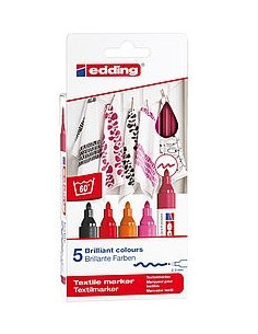 PACK 5 MARCADORES TEXTILES. COLORES CÁLIDOS. EDDING 4500-5-S-999