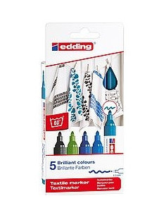 PACK 5 MARCADORES TEXTILES. COLORES FRÍOS. EDDING 4500-5-S-099
