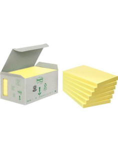 PACK 6 BLOCS 100 HOJAS NOTAS RECICLADAS ADHESIVAS 76X127MM CANARY YELLOW CAJA CARTÓN 655-1B POST-IT 7100172257