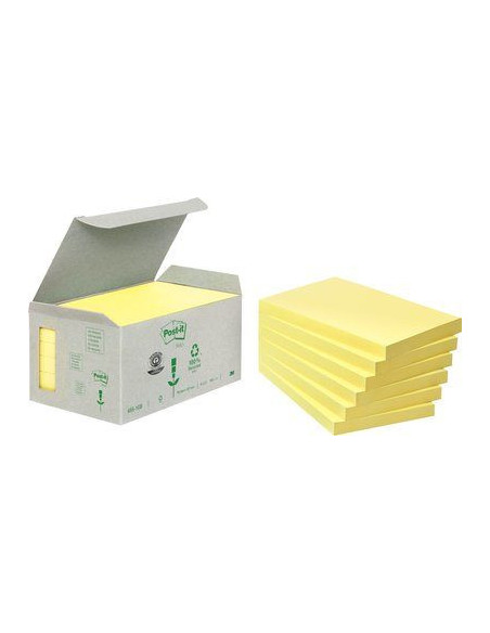 PACK 6 BLOCS 100 HOJAS NOTAS RECICLADAS ADHESIVAS 76X127MM CANARY YELLOW CAJA CARTÓN 655-1B POST-IT 7100172257