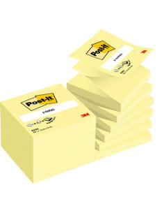 PACK 12 BLOCS 100 HOJAS Z-NOTES ADHESIVAS 76X76MM CANARY YELLOW CAJA CARTÓN R-330-CY POST-IT 7100290167