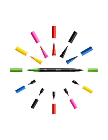 PACK 6 ROTULADORES INTENSITY DUAL TIP 2 EN 1 - PUNTA FINA Y PUNTA PINCEL - COLORES SURTIDOS BIC 989694