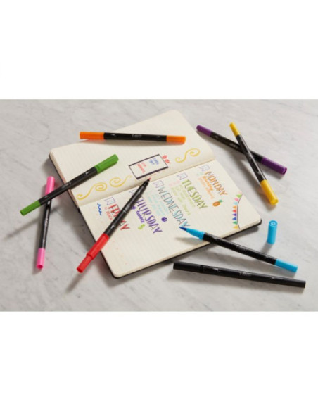 PACK 6 ROTULADORES INTENSITY DUAL TIP 2 EN 1 - PUNTA FINA Y PUNTA PINCEL - COLORES SURTIDOS BIC 989694
