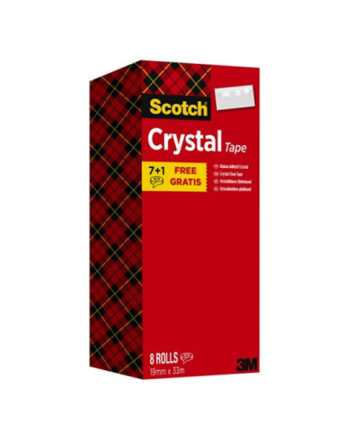 PACK 7+1 ROLLOS CINTA SUPERTRANSPARENTE 19MM X 33M CRYSTAL 6-1933R8 SCOTH 7100026961