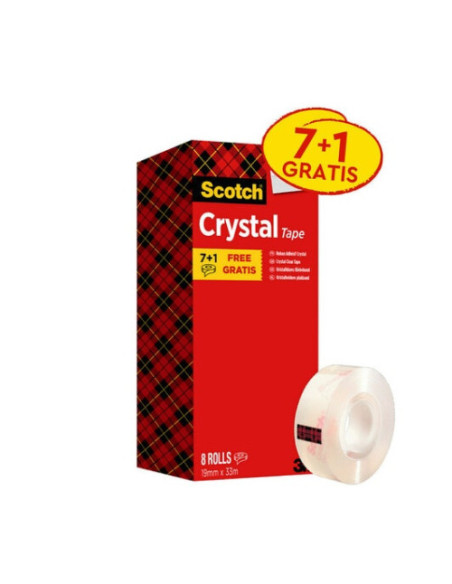 PACK 7+1 ROLLOS CINTA SUPERTRANSPARENTE 19MM X 33M CRYSTAL 6-1933R8 SCOTH 7100026961