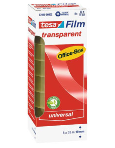 PACK 8 CINTAS ADHESIVAS TRANSPARENTE 33MX19MM TESA 57405-00002-01