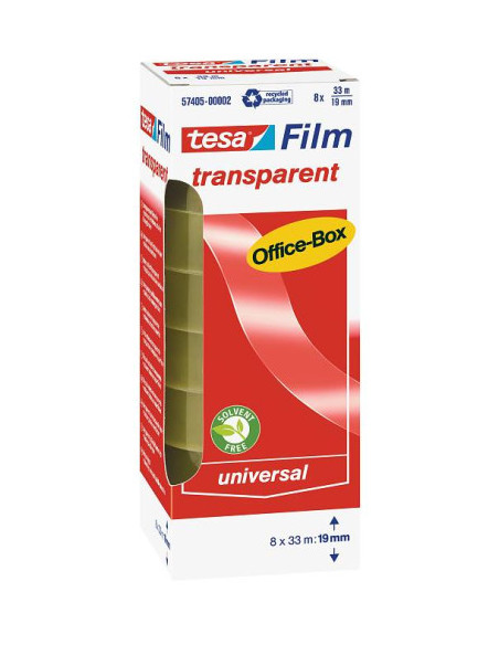 PACK 8 CINTAS ADHESIVAS TRANSPARENTE 33MX19MM TESA 57405-00002-01