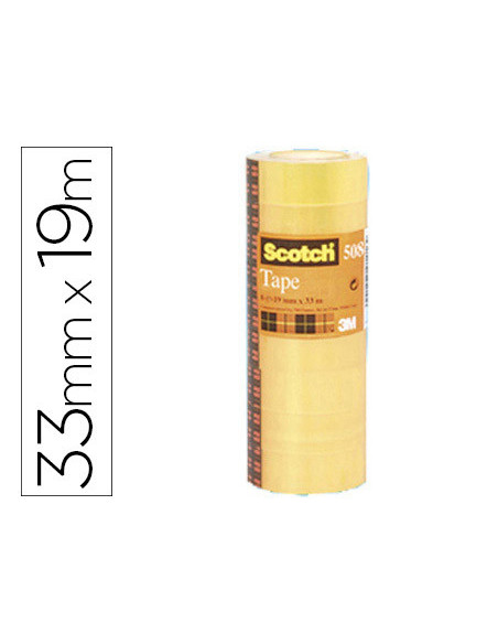 PACK 8 ROLLOS CINTAS ADHESIVAS TRANSPARENTE 19MM X 33M 508/1933 SCOTH 7100213205