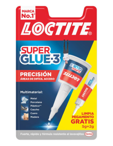 ADHESIVO INSTANTANEO SUPER GLUE-3 5GR + 2 GR.LIMPIA PEGAMENTO PRECISIÓN LOCTITE 2712223