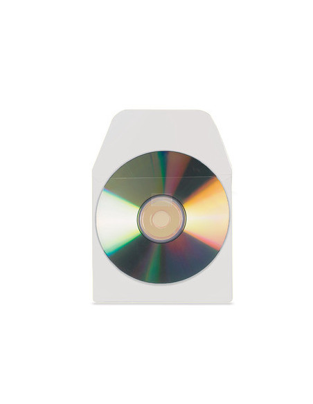 PACK DE 10 FUNDAS CD-DVD PP TRANSPARENTE AUTOADHESIVAS CON SOLAPA 3L 6832-10