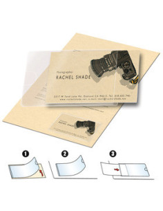PACK DE 100 FUNDAS ADHESIVAS PARA TARJETAS DE VISITA- APERTURA LATERAL - 60 X 95 MM 3L 10109