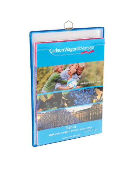 PACK DE 5 FUNDAS PORTA FOLLETOS EN A4 VERTICAL COLGANTE CON ANILLA TARIFOLD 354001