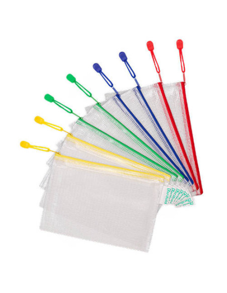 PACK DE 8 BOLSAS ZIPPER MULTIUSOS PVC - CON CIERRE CREMALLERA A5 SURTIDO TARIFOLD 509029