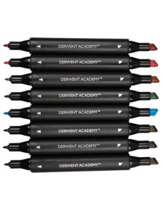 PACK DE 8 ROTULADORES DE 2 PUNTAS FINA Y BISELADA ALTA CALIDAD COLORES SURTIDOS DERWENT 98208 2