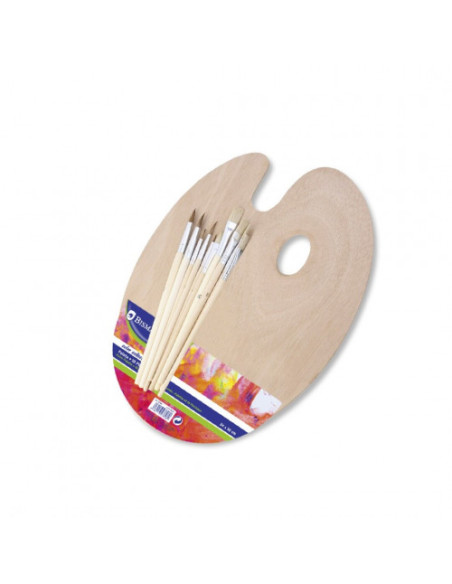 PALETA DE MADERA +10 PINCELES BISMARK 327898