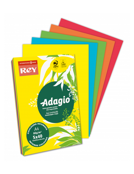 PAQUETE 500H PAPEL 80GR A4 ROJO INTENSO ADAGIO 40002485