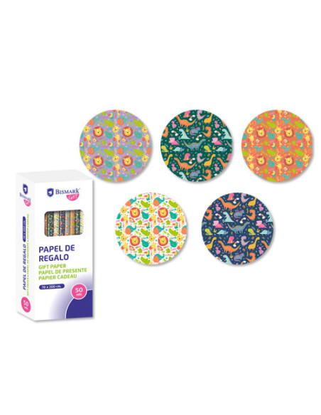 PAPEL DE REGALO INFANTIL AVENTURA 70X200 BISMARK 331046
