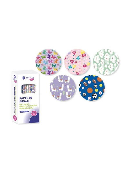 PAPEL DE REGALO INFANTIL KIDS 70X200 BISMARK 329855