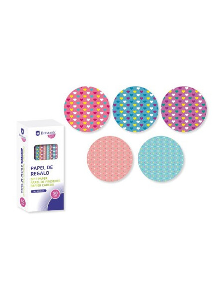 PAPEL DE REGALO LOVE&STARS 70X200 BISMARK 329856