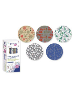 PAPEL DE REGALO NAVIDAD ORO/PLATA 70X200 BISMARK 329860
